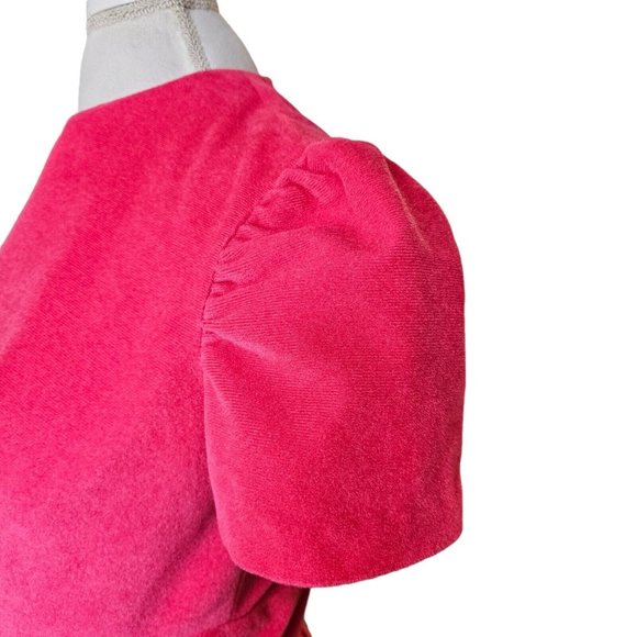 Vintage 60s 70s Barbie Pink Velour Long Dress‎ Floor Length Puff Sleeve 6 8 READ - Picture 3 of 7